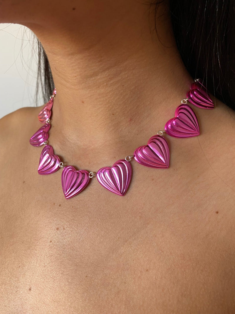 Johannah Masters - Ombrè Hearts on a Chain Necklace