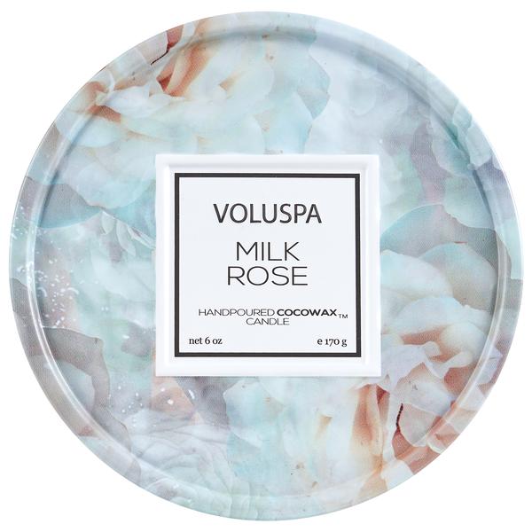 Milk Rose 6 Oz Mini Tin Candle w/ Lid