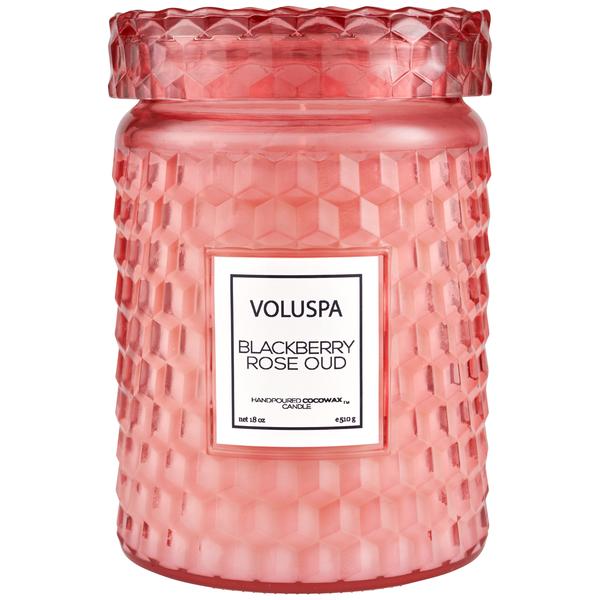 VOLUSPA -BLACKBERRY ROSE OUD LARGE GLASS JAR CANDLE