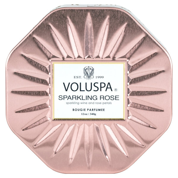 Voluspa Sparkline Rose 3 Wick Octagon Tin Candle