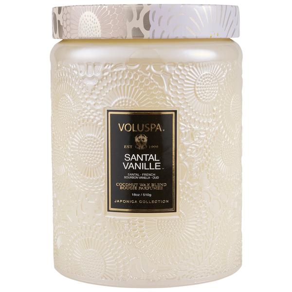 Santal Vanille Large Embossed Glass Jar Candle
