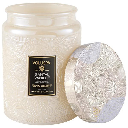 Santal Vanille Large Embossed Glass Jar Candle