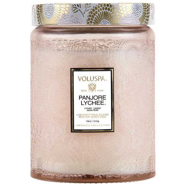 Voluspa Panjoree Lychee Large Glass Jar Pink Candle