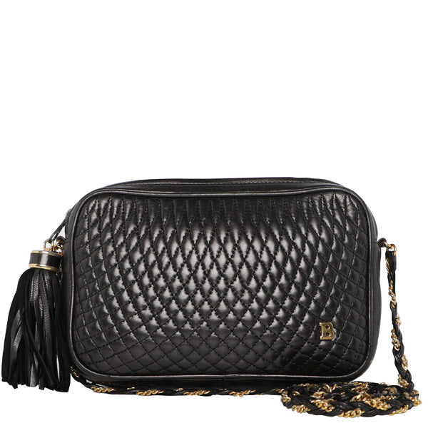 Vintage 80s Bally Quilted Lambskin Leather Crossbody Camera Bag