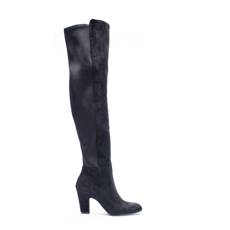 Canyons- Low Heel Thigh High Stretch Boots