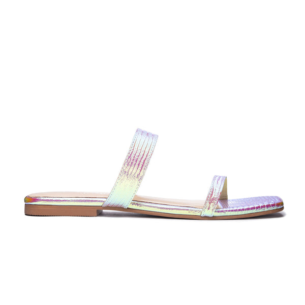 Deana Leather Hologram Slide Sandal - Hologram