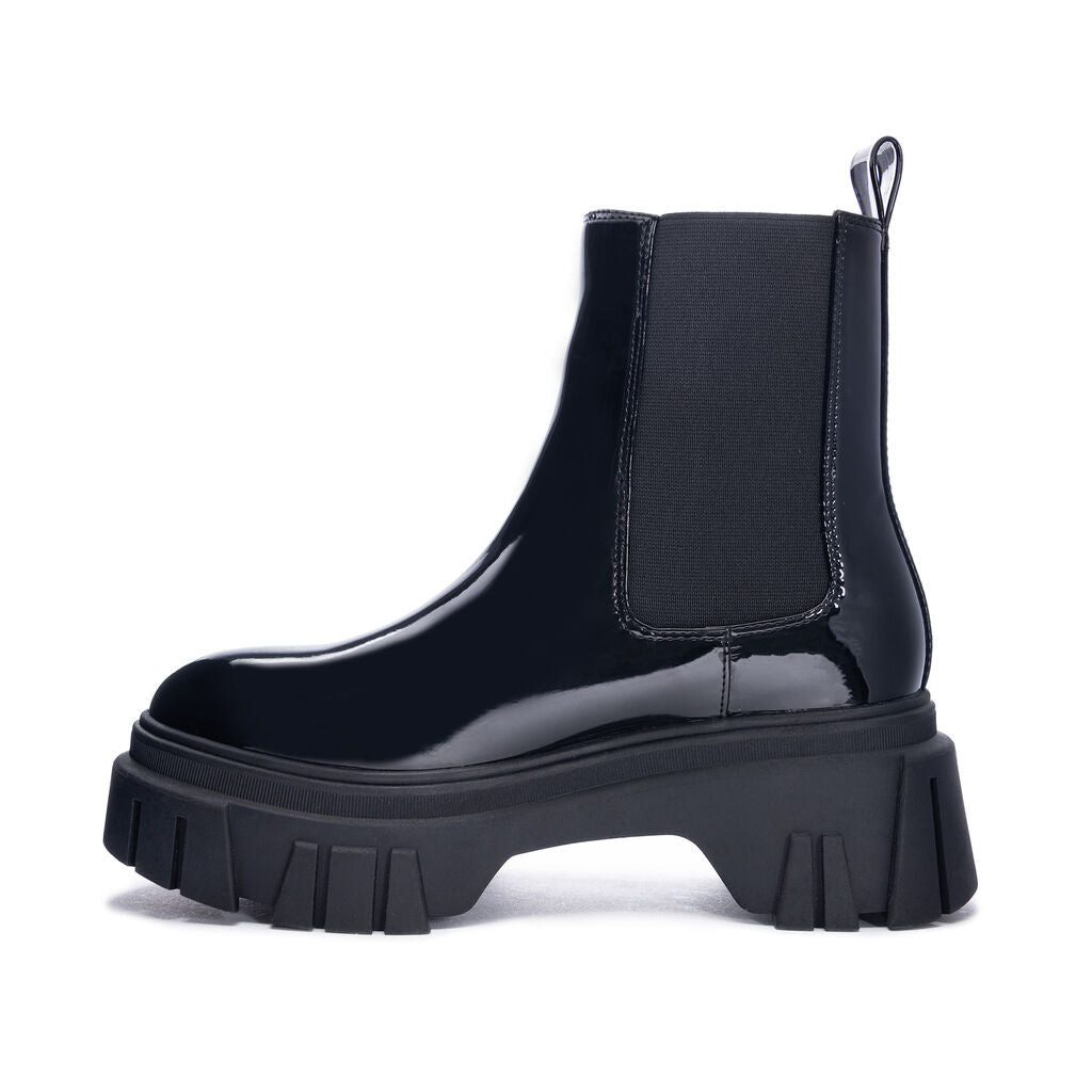 Chinese Laundry - Jenny - Patent Lug Sole Chunky Platform Chelsea Boots