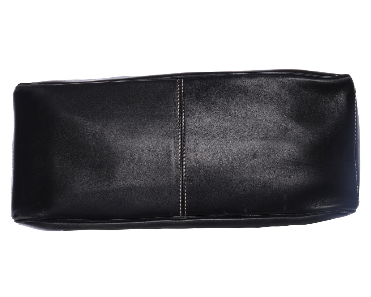 Vtg CELINE Oblong Leather Tote Top Handle Satchel Bag