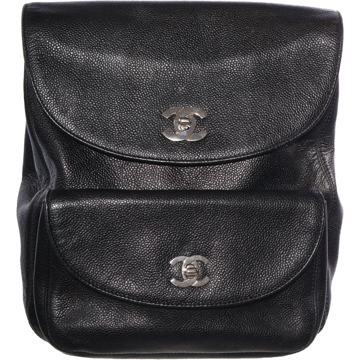 Vintage Chanel Caviar Two Compartment Backpack Handbag