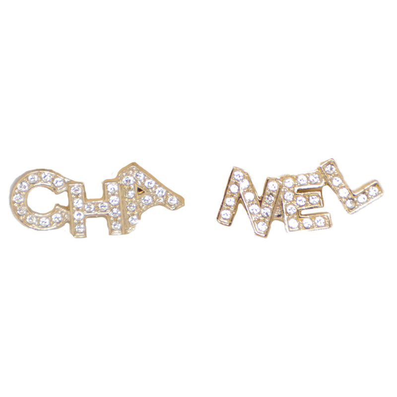Chanel Pave Letters Logo Gold Plated Earrings – Mint Market