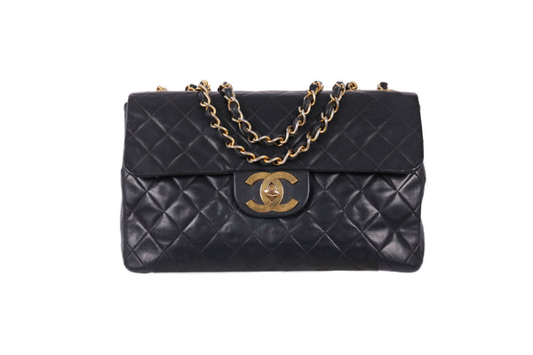 VTG CHANEL JUMBO XL LAMBSKIN LEATHER BAG - Mint Market 