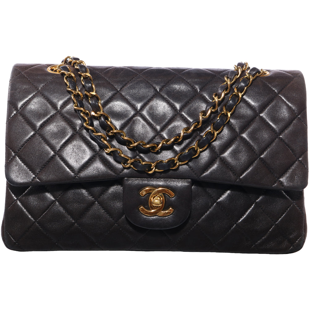 Vintage Chanel 2.55 10 Double Flap Beige Quilted Leather Shoulder Bag