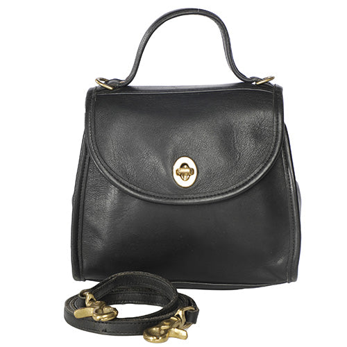 Vintage Coach Black Leather Crossbody Mini Top Handle Bag