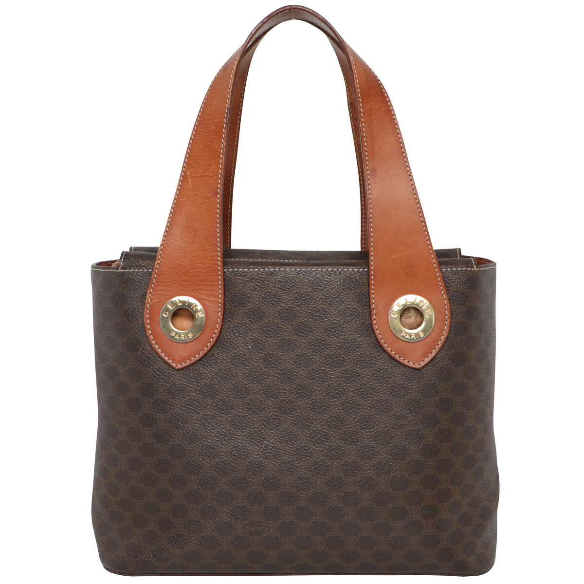 Celine Y2K Macadam Monogram Leather Shoulder Tote Top Handle Bag
