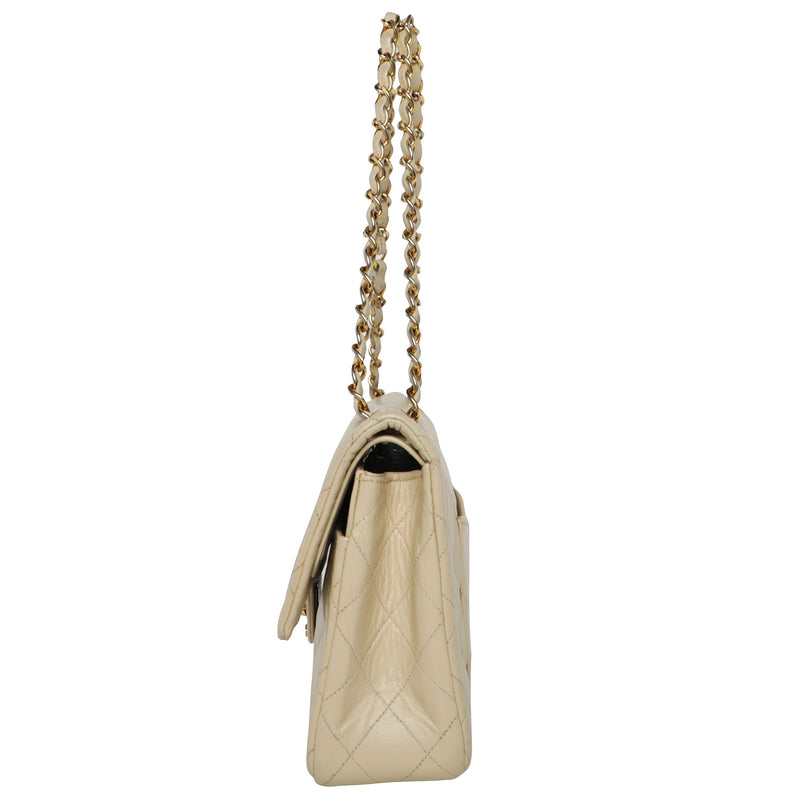 Vintage Chanel 2.55 Lambskin Cream Leather Quilted Shoulder Bag