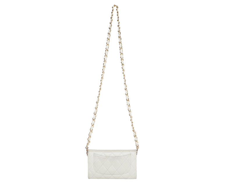 Chanel Matelasse Quilt Leather Wallet on a Chain - Milk