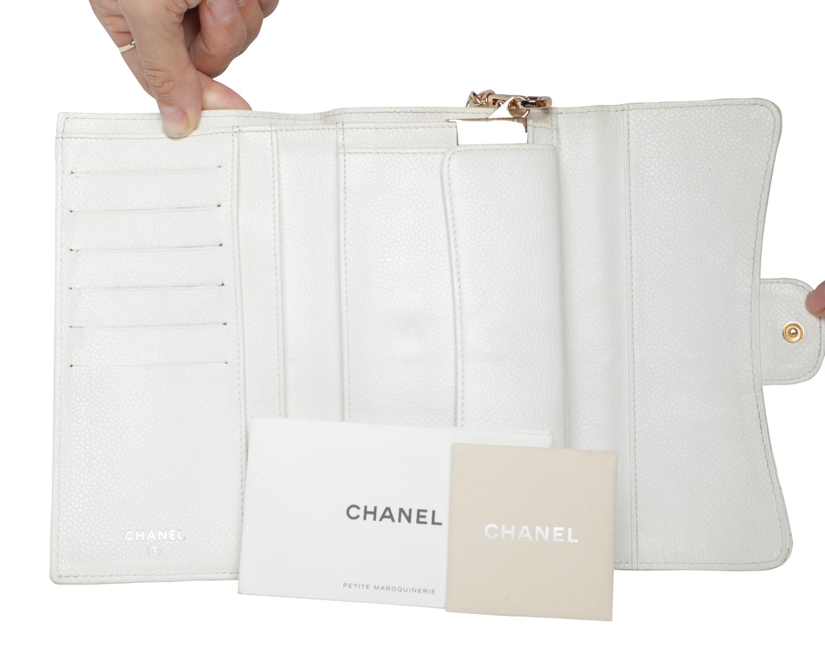 Chanel Matelasse Quilt Leather Wallet on a Chain - Milk