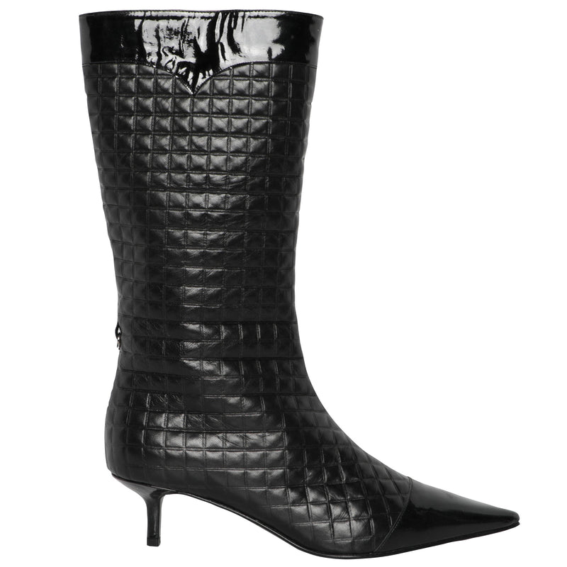 Y2K Chanel Quilted Leather Kitten Heel Boots – Mint Market