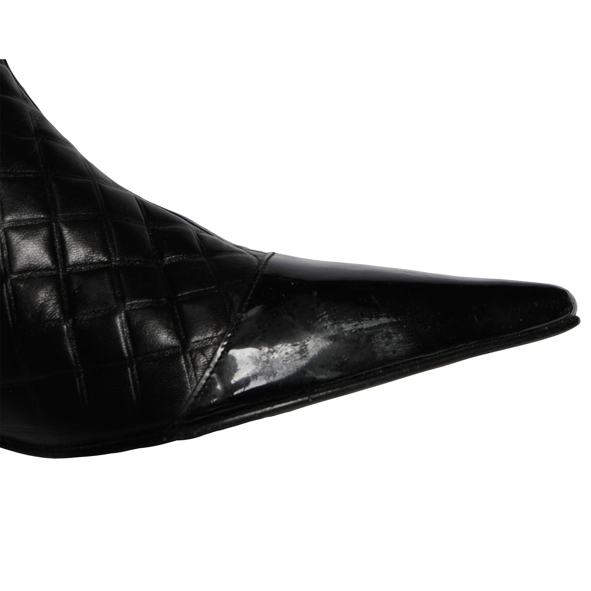 Y2K Chanel Quilted Leather Kitten Heel Boots