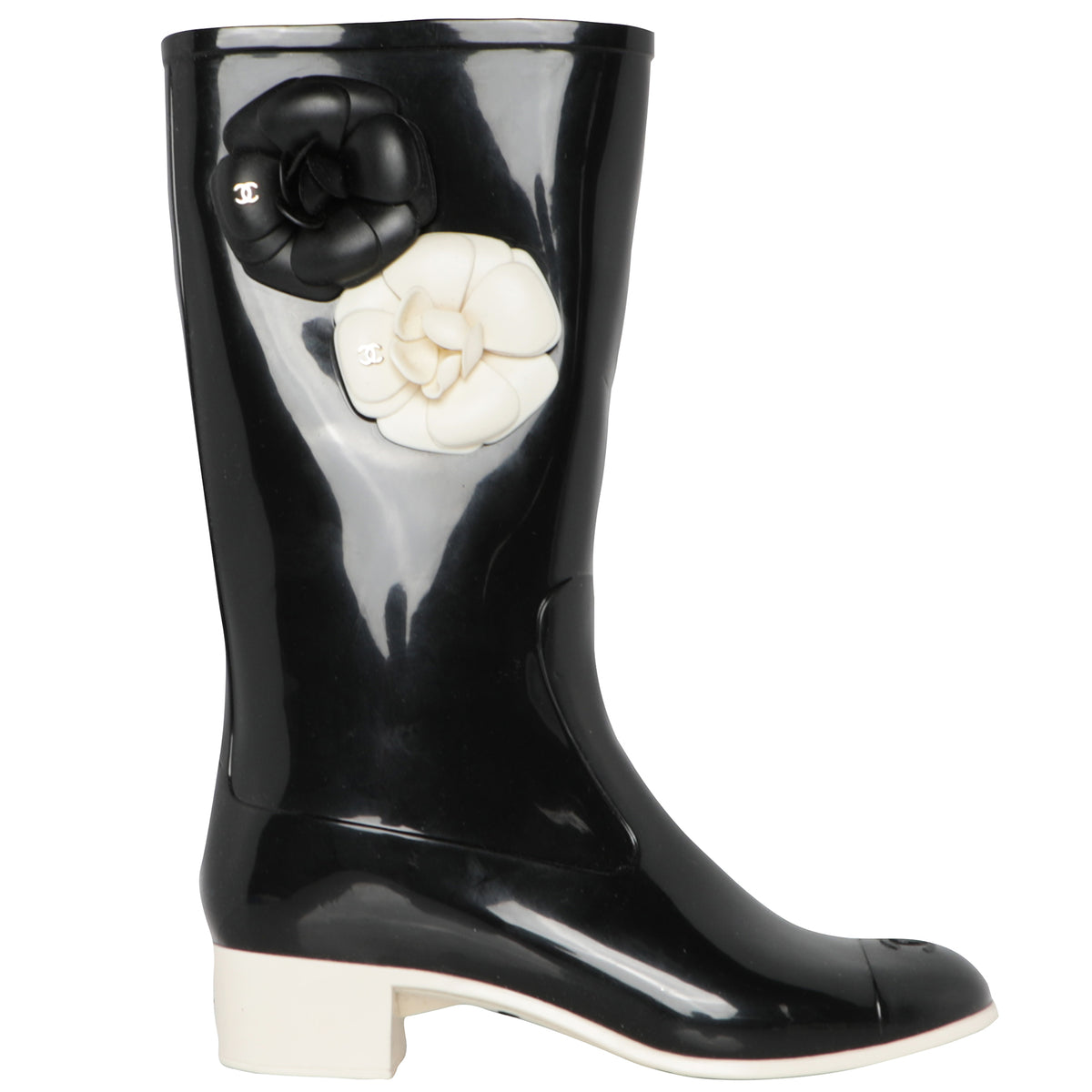 Vintage Y2K Chanel Rubber Rain Boots w/ Box 38 8 7.5 – Mint Market