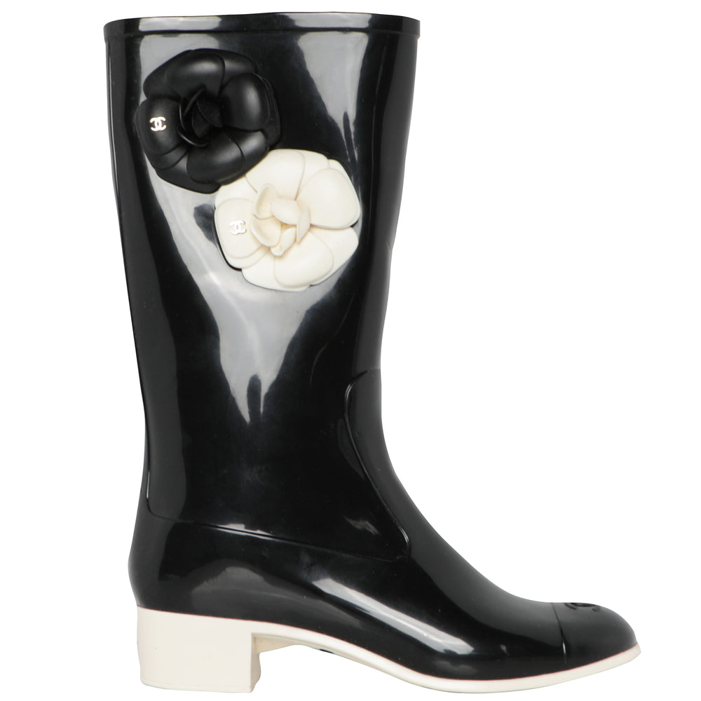 CHANEL Size 10 Navy Rubber Solid Rainboots Tall Boot – Labels Luxury