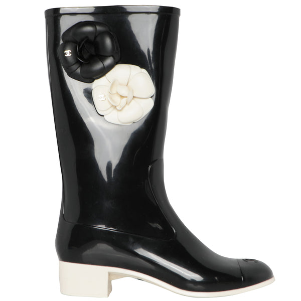 Vintage Y2K Chanel Rubber Rain Boots w/ Box 38 8 7.5