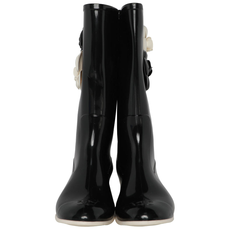 Vintage Y2K Chanel Rubber Rain Boots w/ Box 38 8 7.5