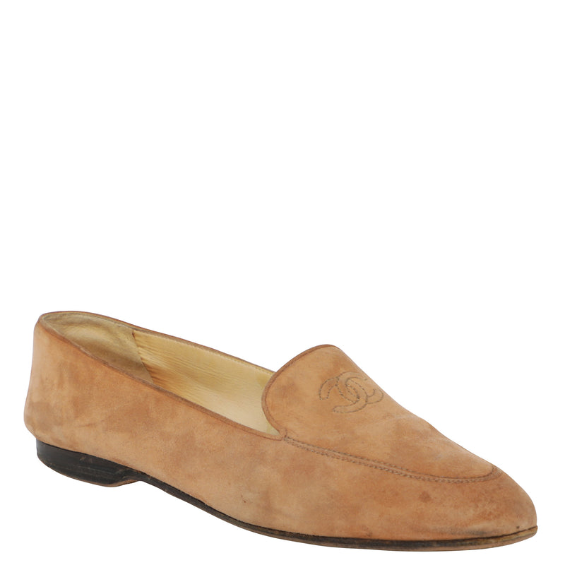 Suede Chanel Penny Loafers 9.5 10 40