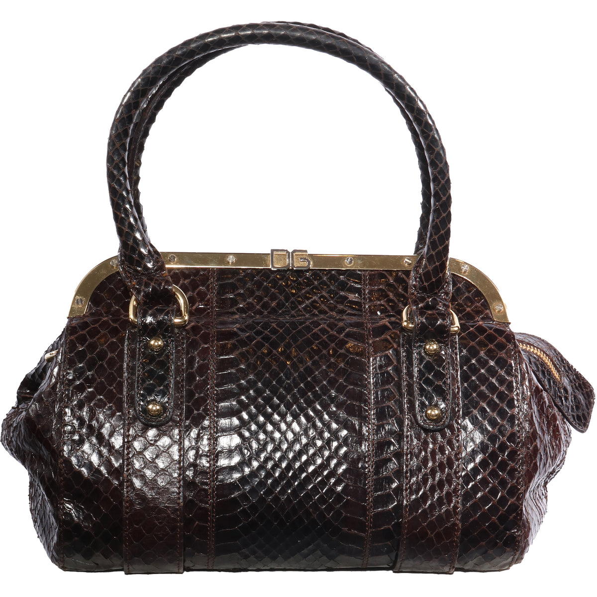 VTG DOLCE AND GABBANA EMBOSSED LEATHER TOP HANDLE BAG