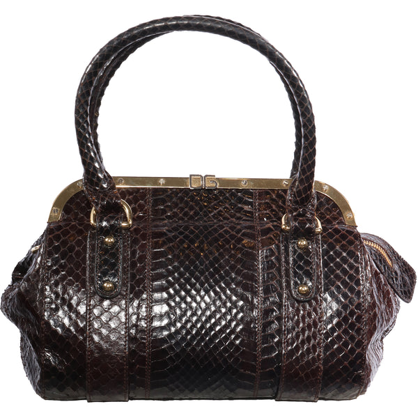 VTG DOLCE AND GABBANA EMBOSSED LEATHER TOP HANDLE BAG
