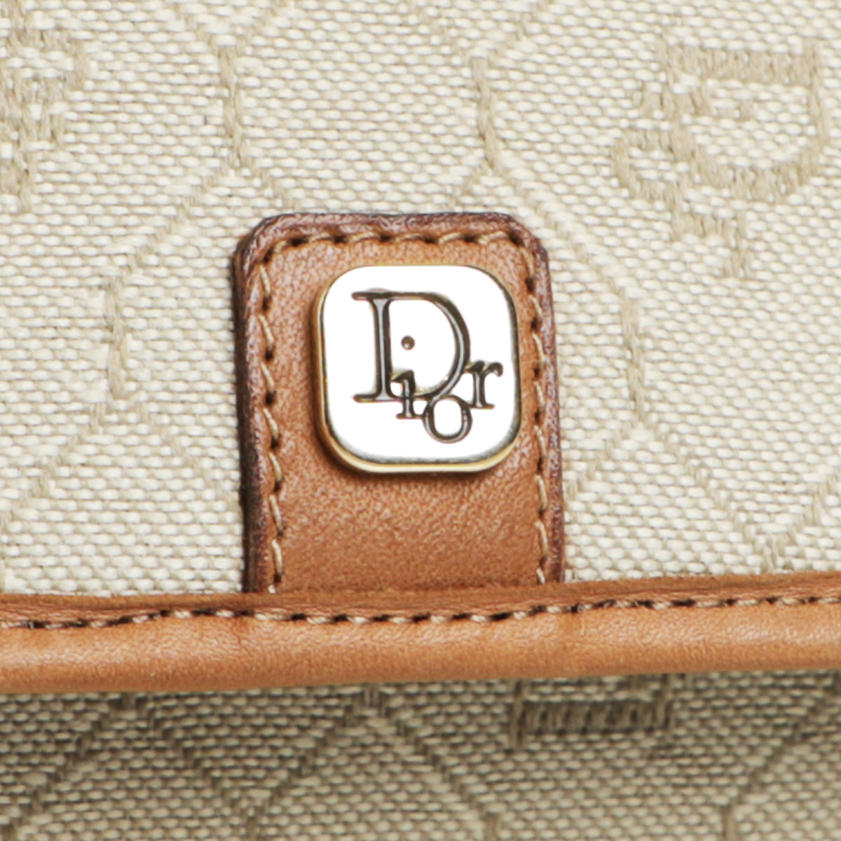 Christian Dior Clutch Authentic Beige Honeycomb Fabric & 