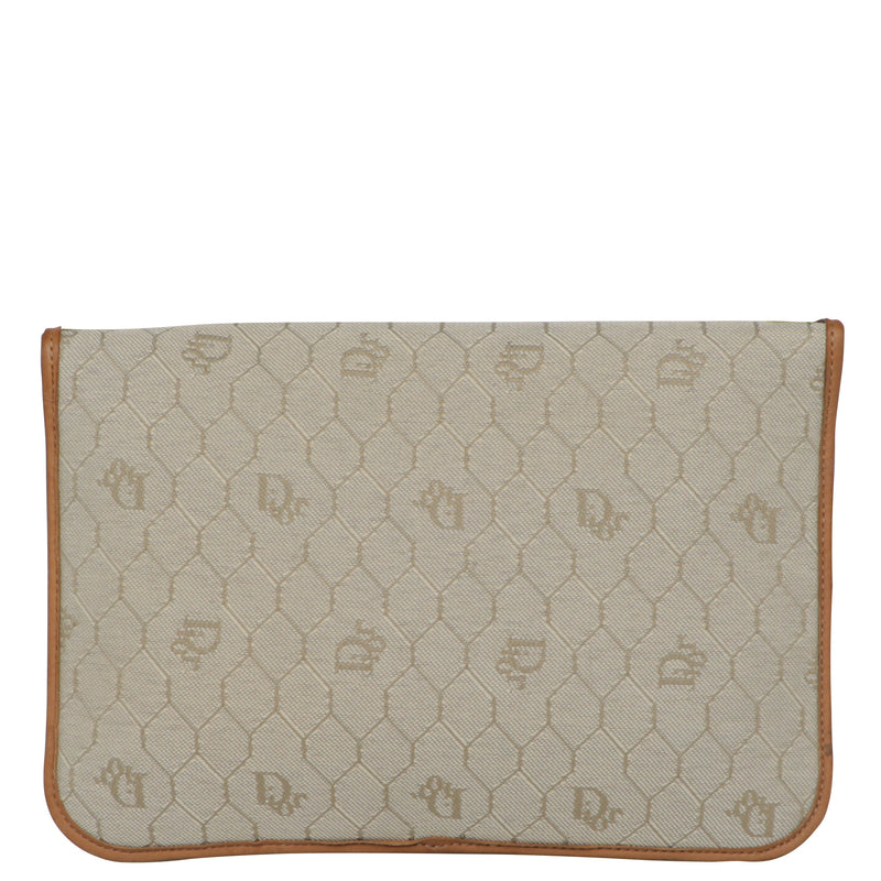 Vintage 70s Christian Dior Honeycomb Monogram Canvas Leather Bag