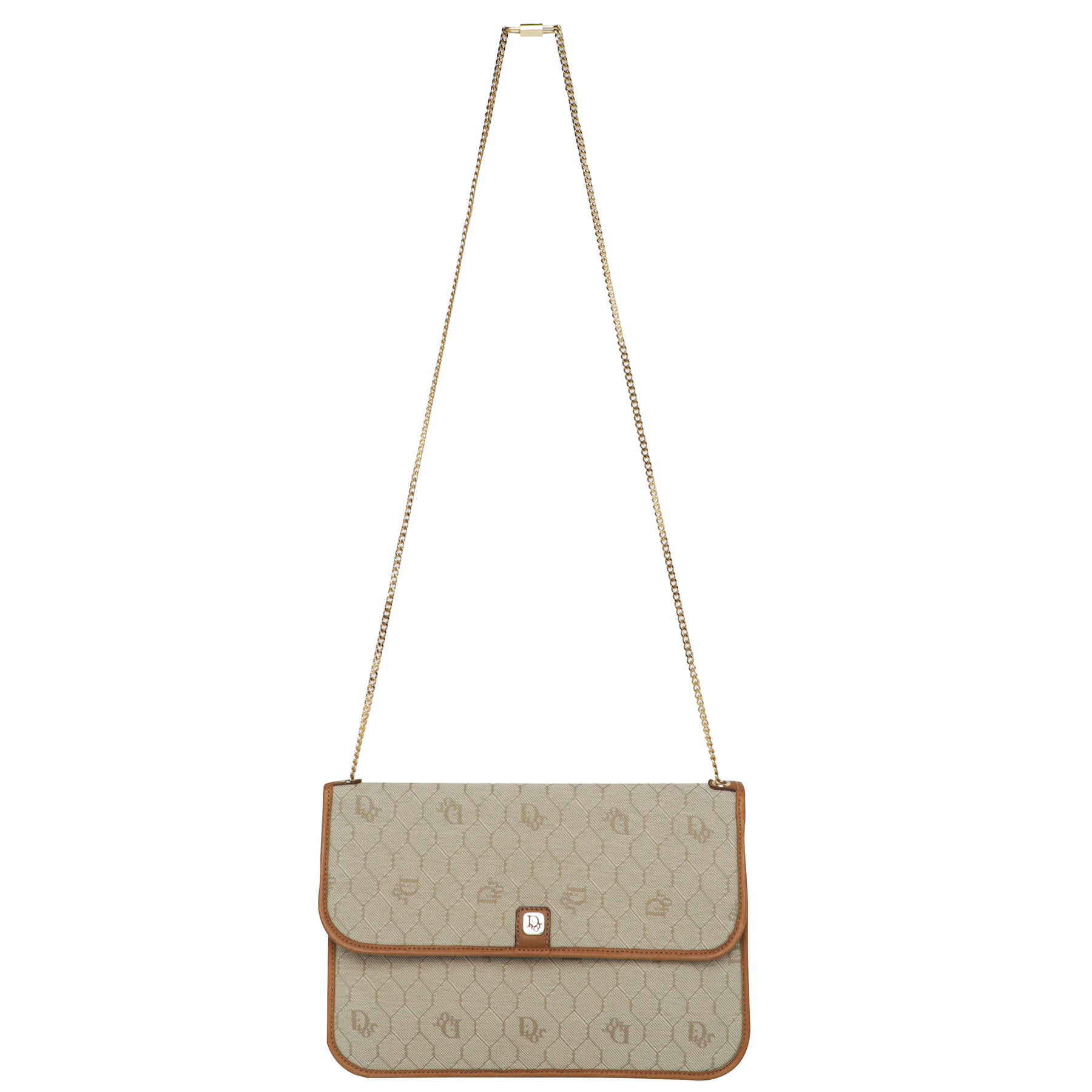 Christian Dior vintage honeycomb monogrammed canvas white small shoulder  bag secondhand Lysis