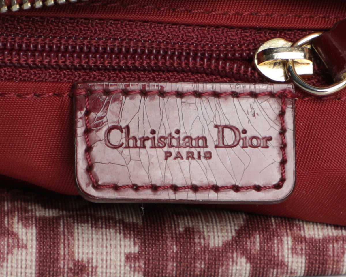 Vintage 90s Christian Dior Monogram Burgundy Diorissma Logo Leather Mini Boston Top Handle Bag