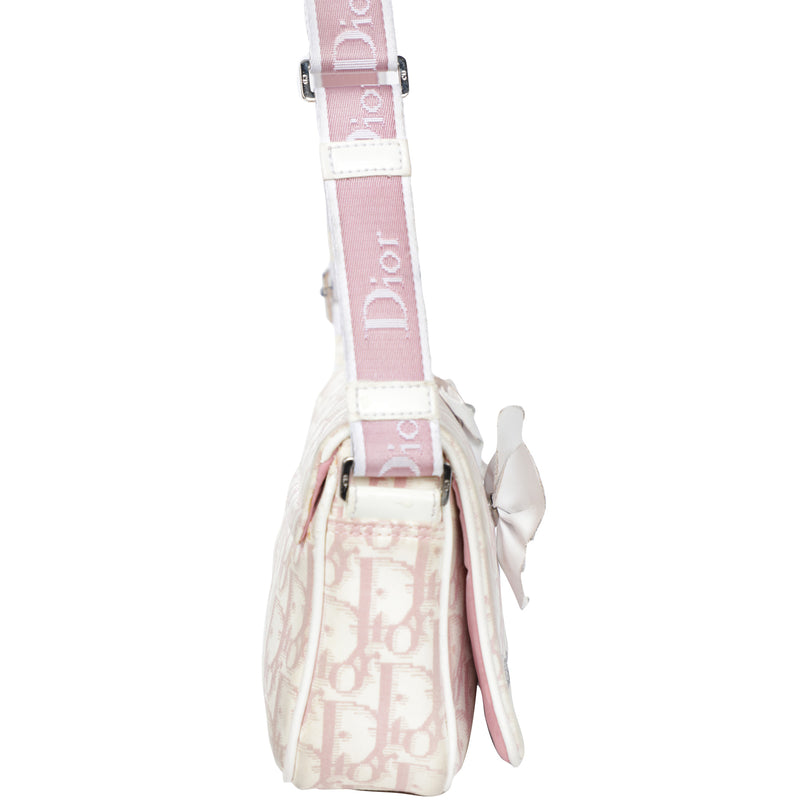 Vtg Christian Dior Logo Shoulder Monogram Crossbody Bag - Pink