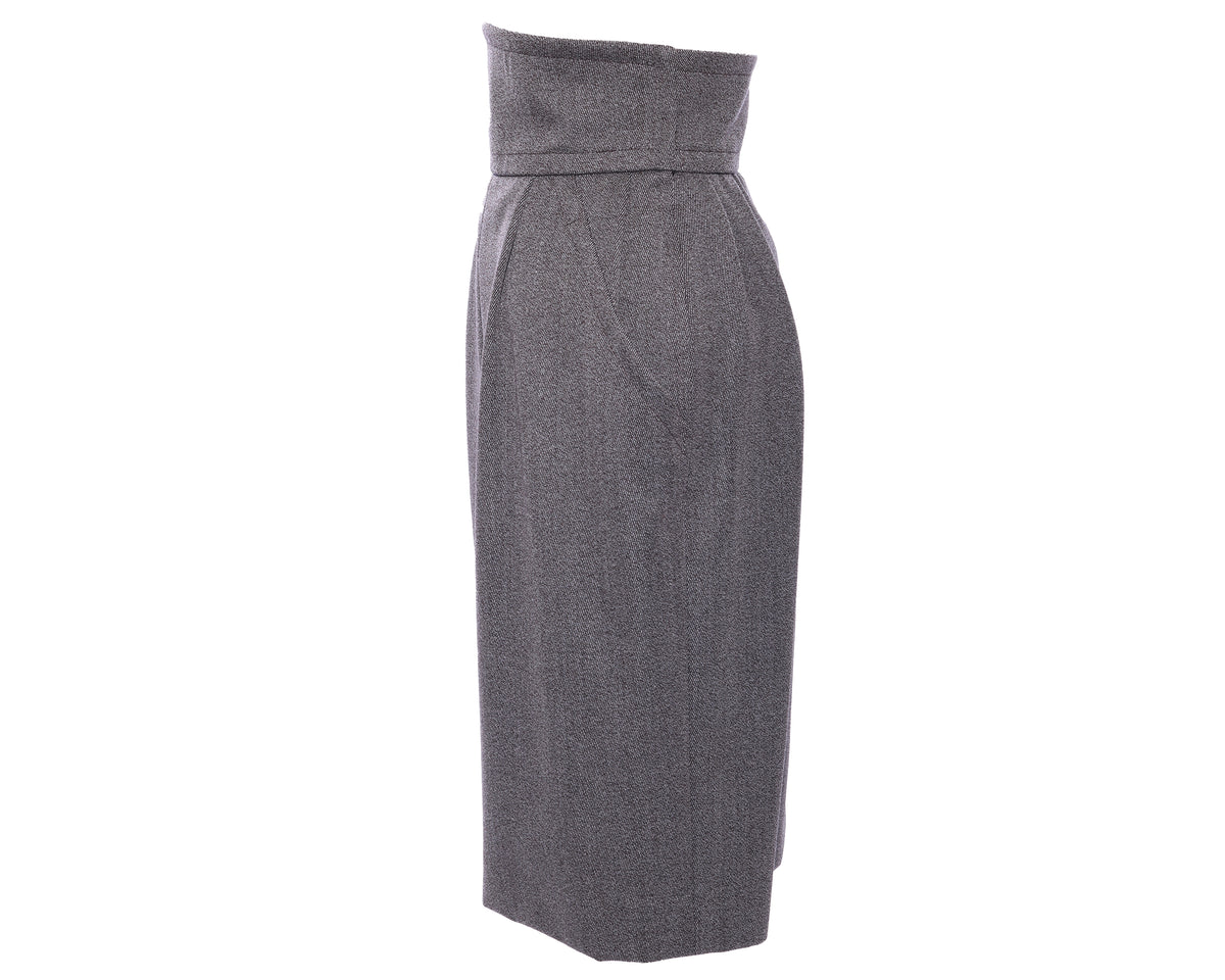YVES SAINT LAURENT Vtg 80s 2pc Cropped Blazer and Pencil Skirt Set - Mint Market 