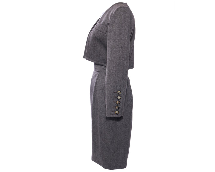 YVES SAINT LAURENT Vtg 80s 2pc Cropped Blazer and Pencil Skirt Set - Mint Market 