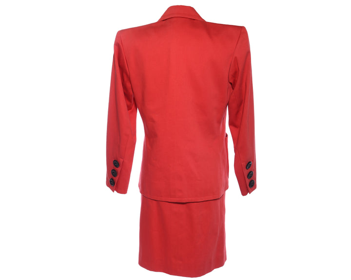 YVES SAINT LAURENT Vtg 2pc Ysl Power Shoulder Blazer Skirt Suit Set S M - Mint Market 