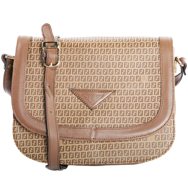 Vtg 80s Fendi FF Monogram Logo Crossbody Messenger Bag