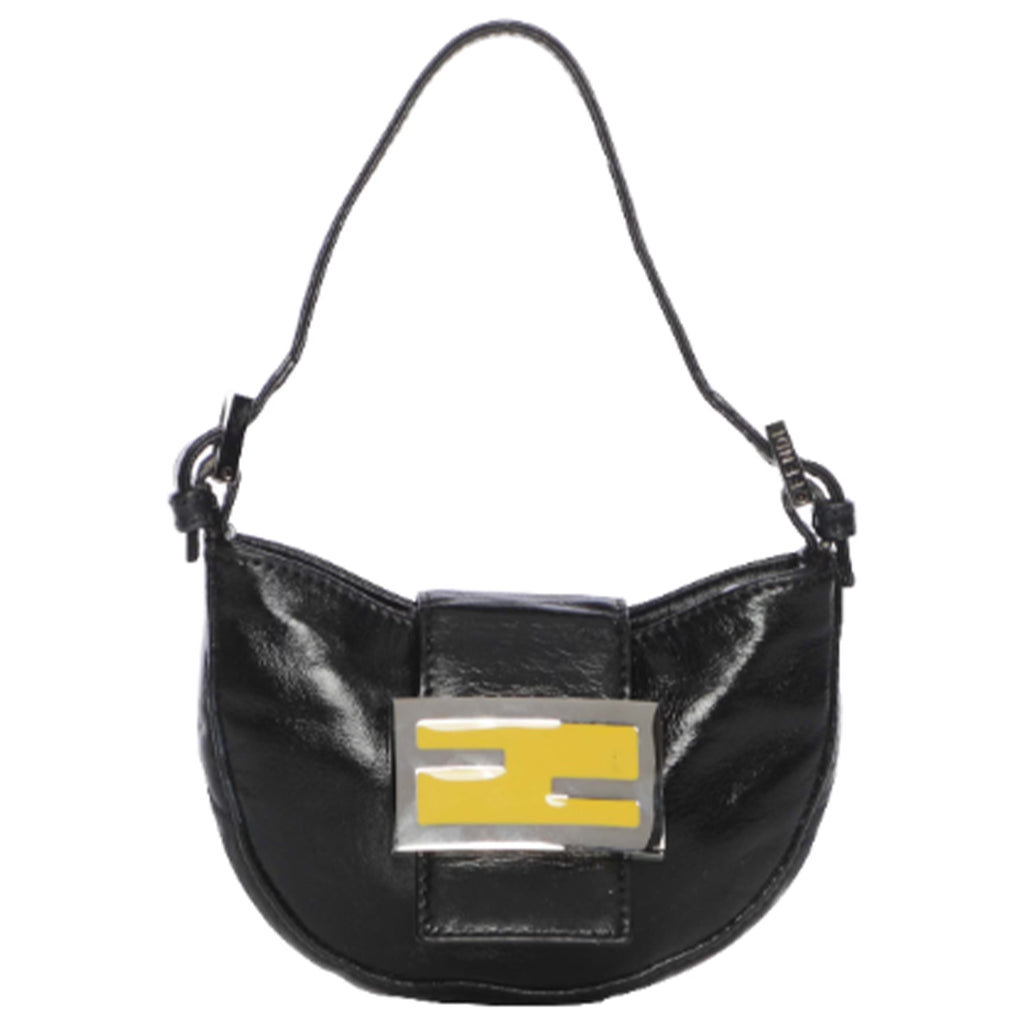 Vintage 2000s Fendi FF Logo Monogram Canvas Black Shoulder Y2K Leather –  Mint Market