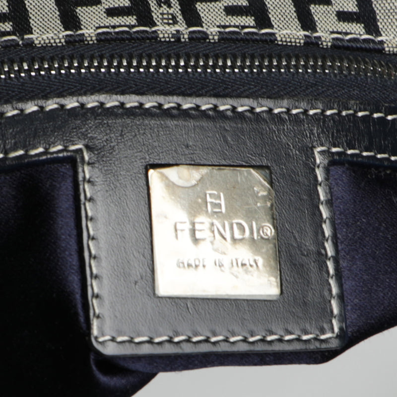 Vintage Y2K Fendi Zucca FF Logo Baguette Navy Leather Shoulder Bag