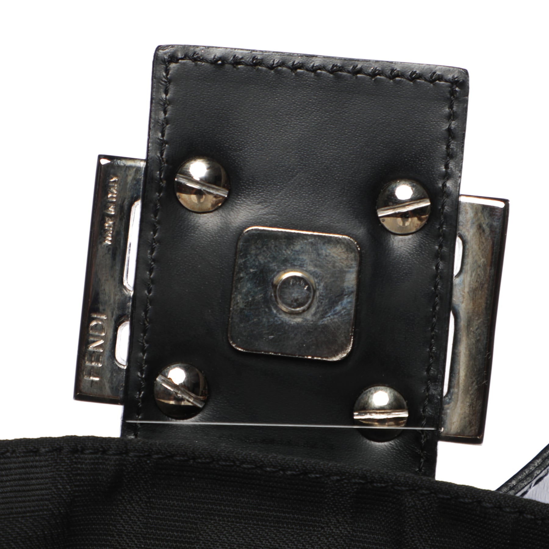 Fendi Black and Beige Monogram Flat Baguette Shoulder Bag For Sale at  1stDibs