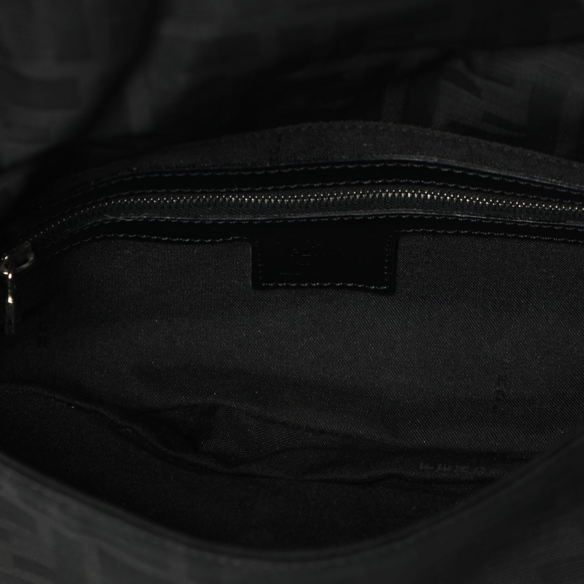 Fendi Monogram Logo Baguette Nylon Shoulder Bag - Black