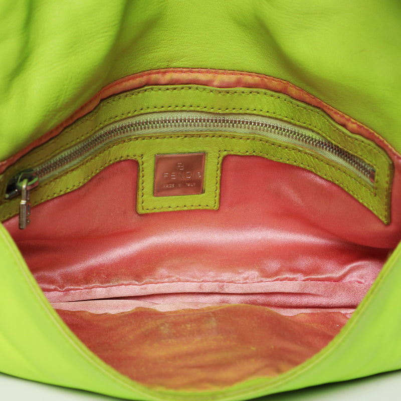 Vintage Fendi Lime Green Leather Shoulder Bag