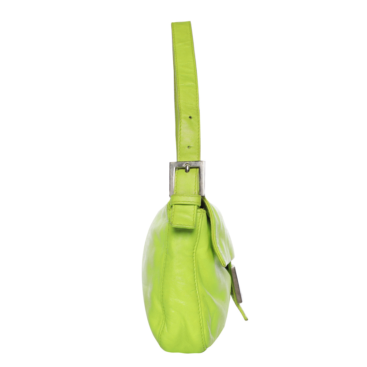 Vintage Fendi Lime Green Leather Shoulder Bag