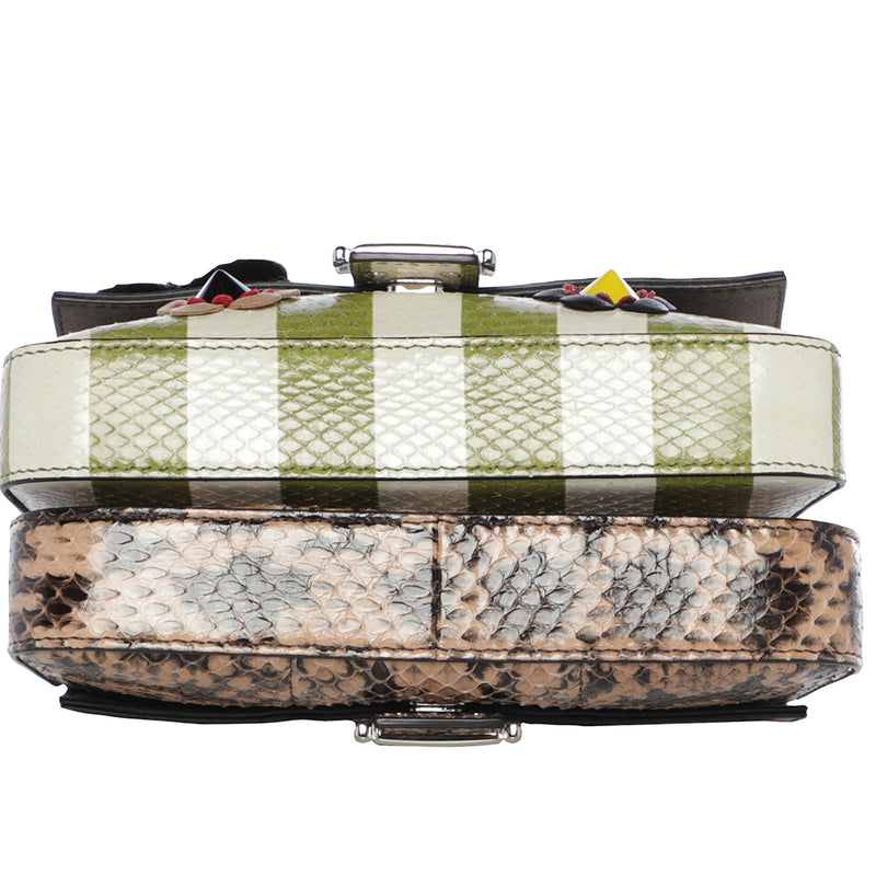 Fendi Flowerland Double sided Mini Python Baguette Crossbody Bag