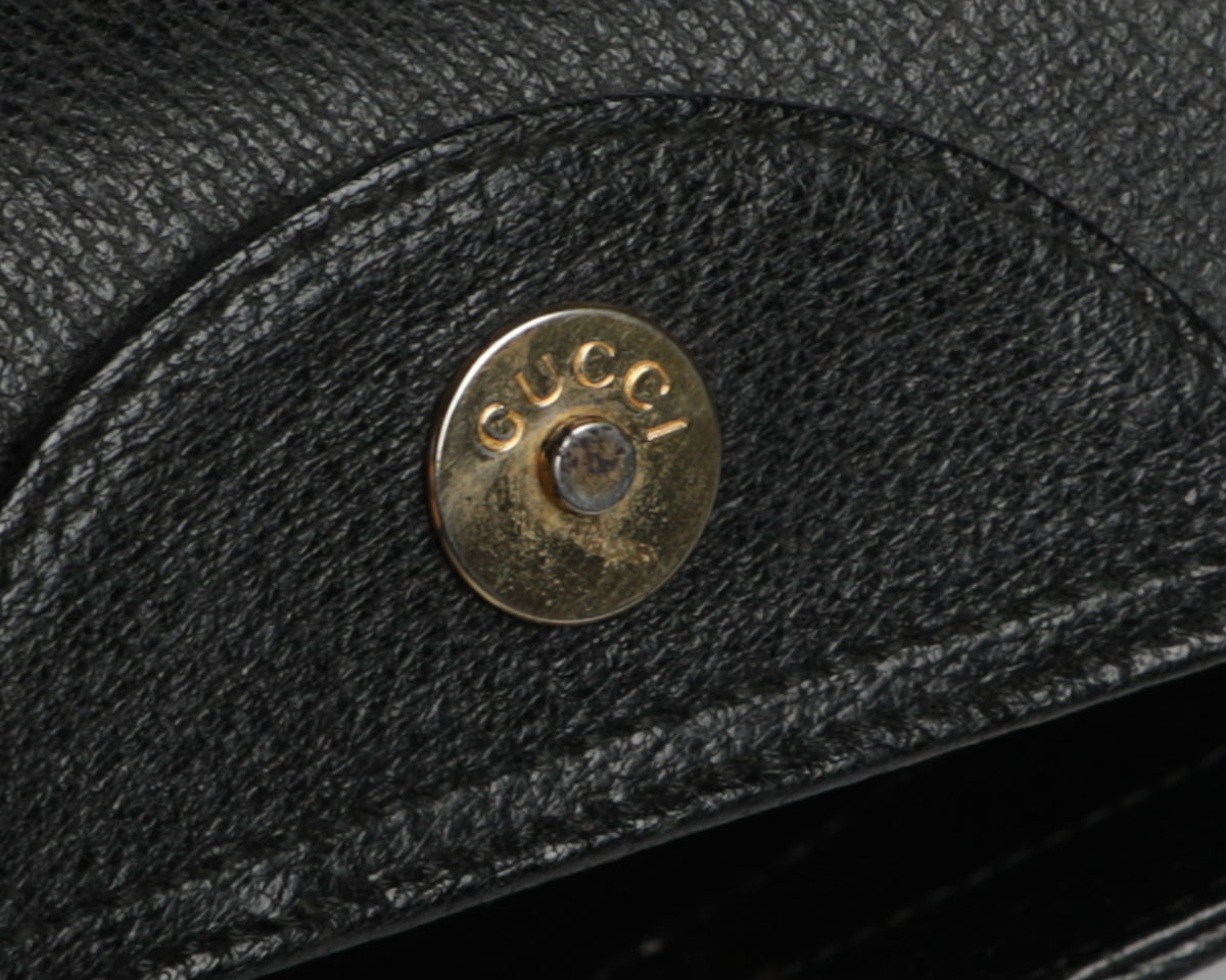 Gucci Vintage Black Leather Bamboo Princess Diana Tote Bag ref