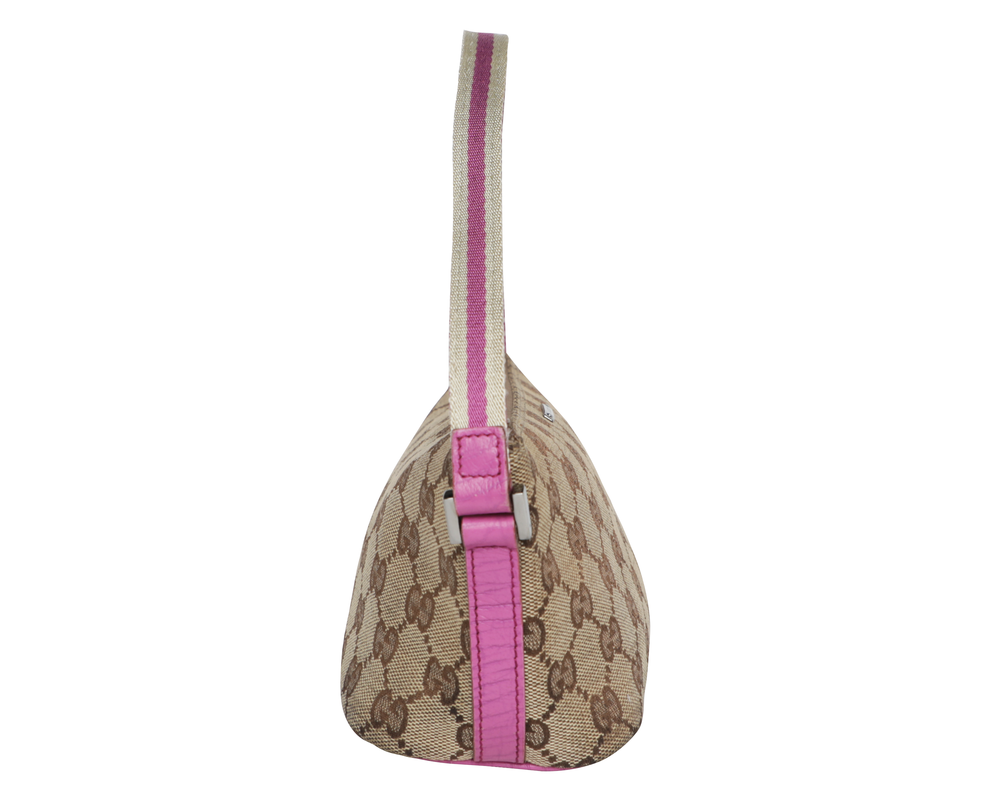 Vintage Y2K Gucci GG Web Monogram Canvas Leather Shoulder Bag