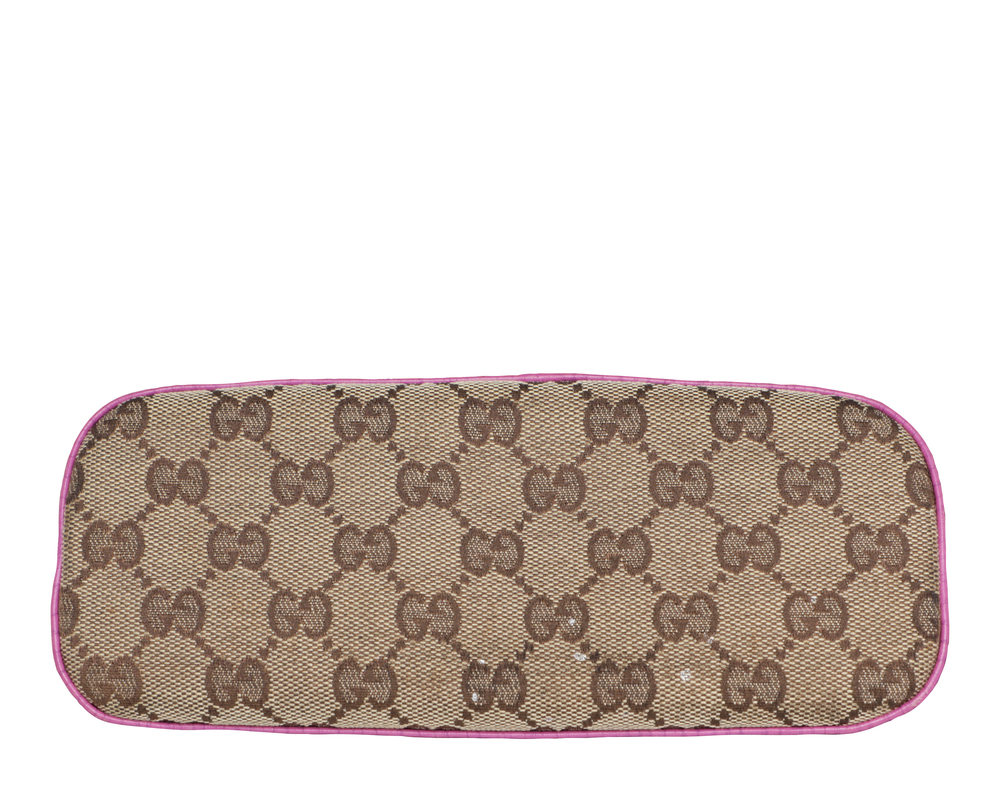 【GUCCI】GGキャンバス ミニハンドバッグ ピンクy2K 平成　ヴィンテージ Vintage Y2K Gucci GG Web Monogram Canvas Leather Shoulder Bag