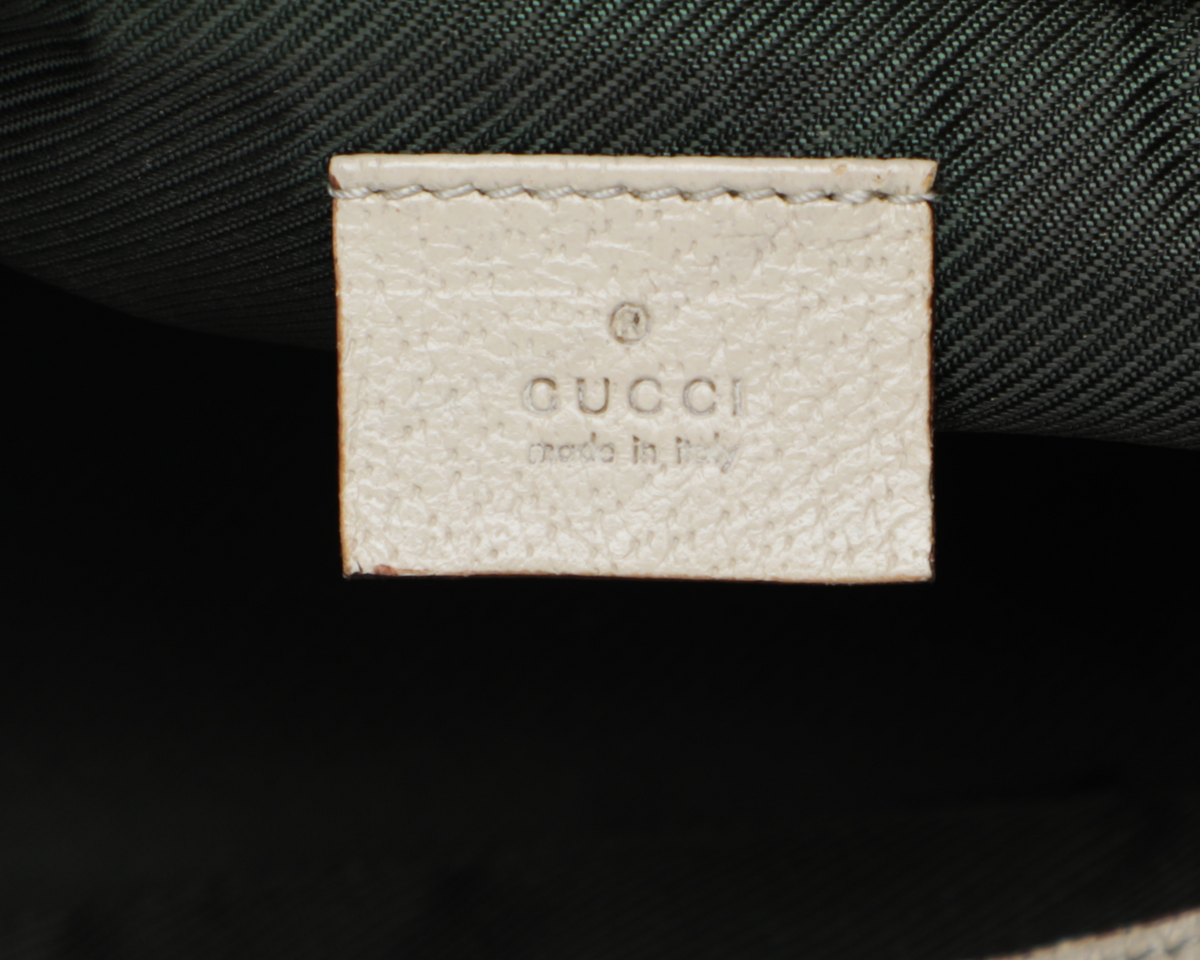 Vintage Y2K Gucci Web Monogram Canvas Leather Shoulder Bag - Cream